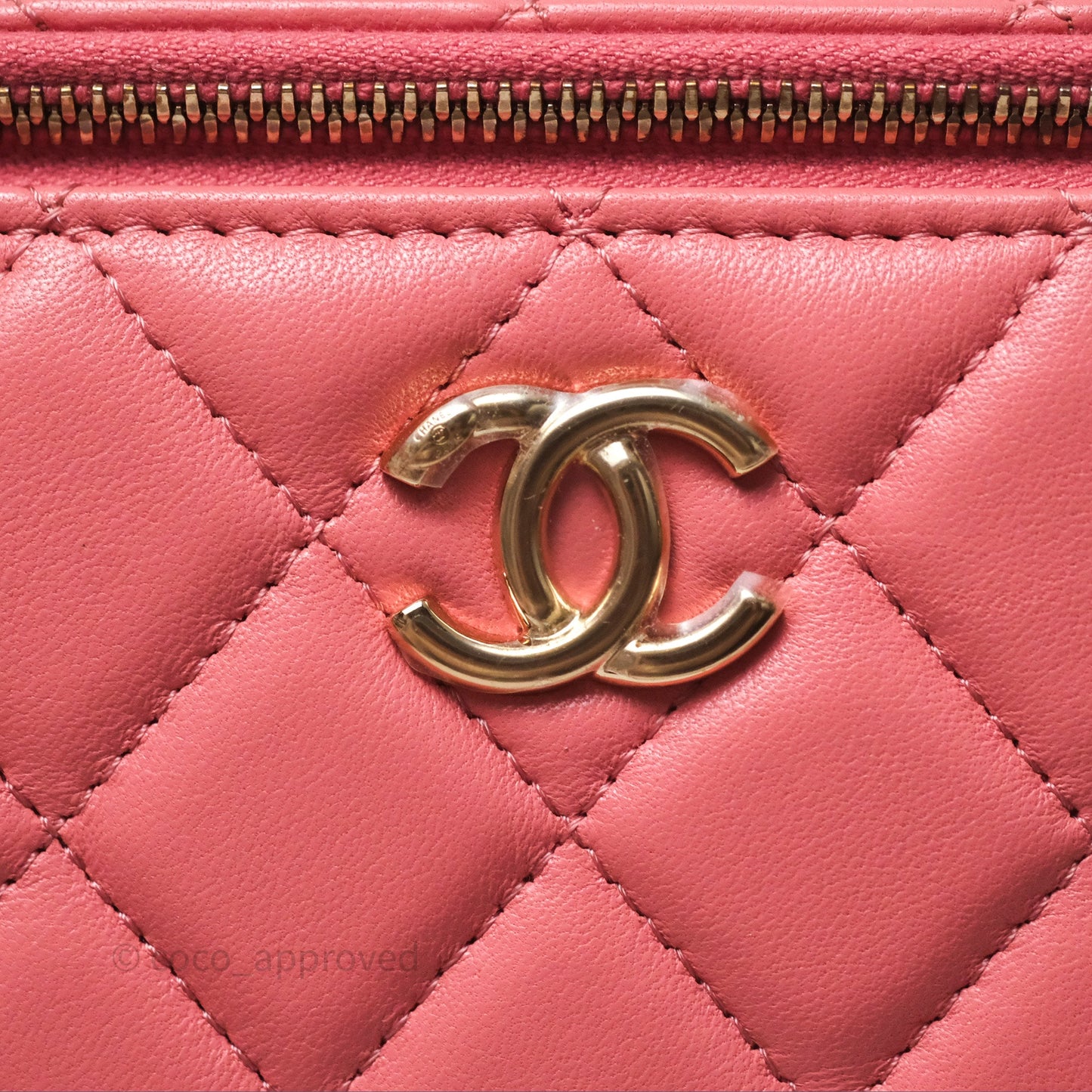 Chanel Vanity Rectangular Top Handle Pink Lambskin Gold Hardware