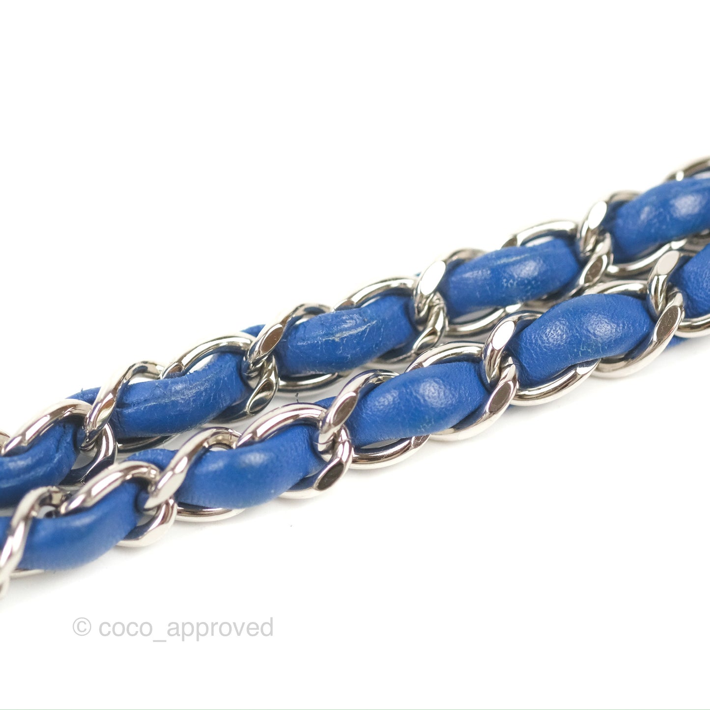 Chanel Quilted Mini Square Blue Lambskin Silver Hardware