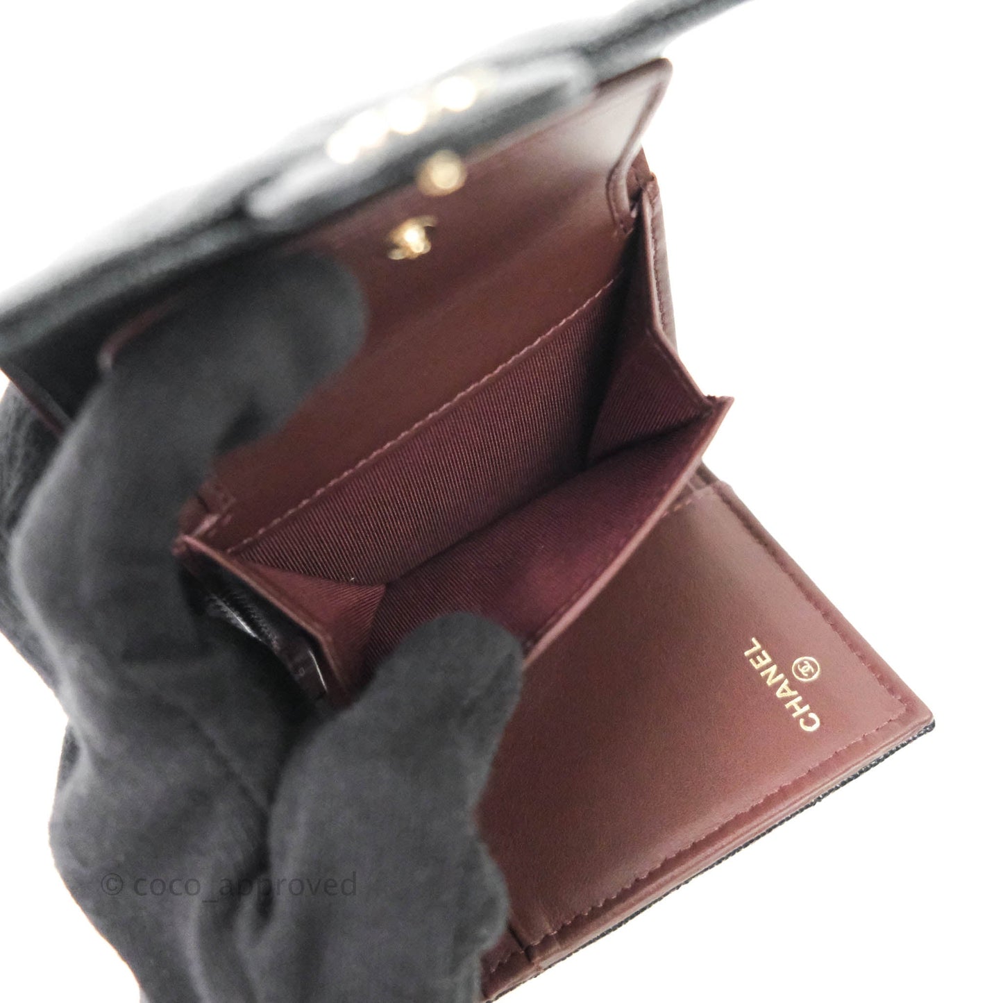 Chanel Classic Flap Small Wallet Black Caviar Gold Hardware⁣