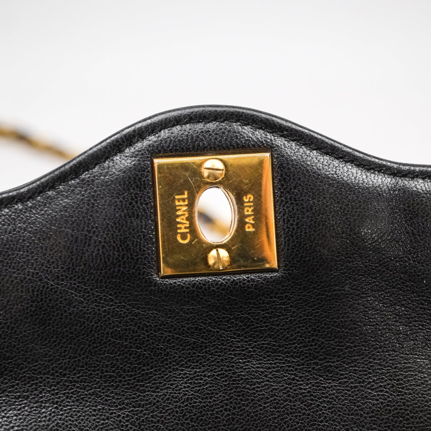 Chanel Quilted Vintage Flap Bag Lambskin Black 24K Gold Hardware