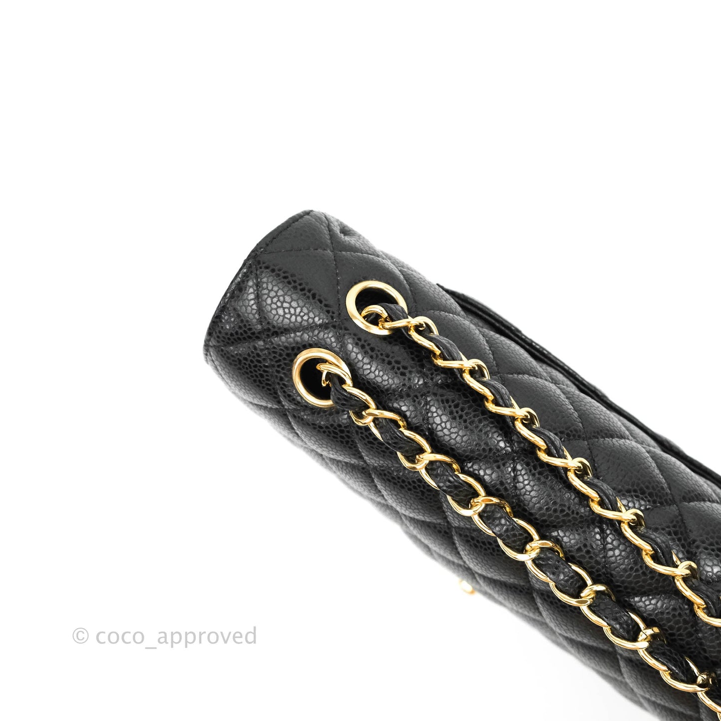 Chanel Quilted M/L Medium Double Flap Black Caviar Gold Hardware