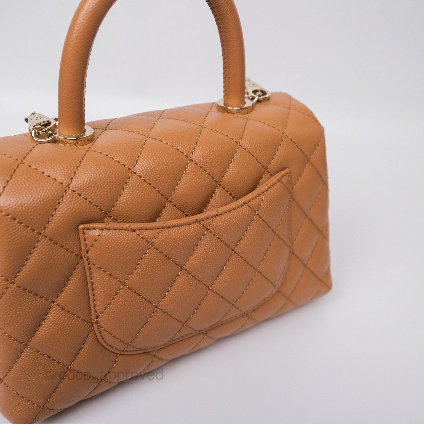 Chanel Small Coco Handle Caramel Beige Caviar Gold Hardware