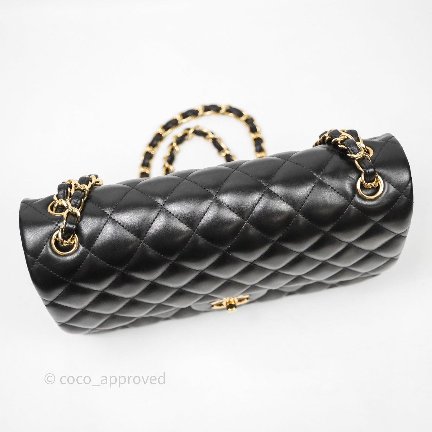 Chanel Jumbo Double Flap Quilted Black Lambskin Gold Hardware⁣⁣