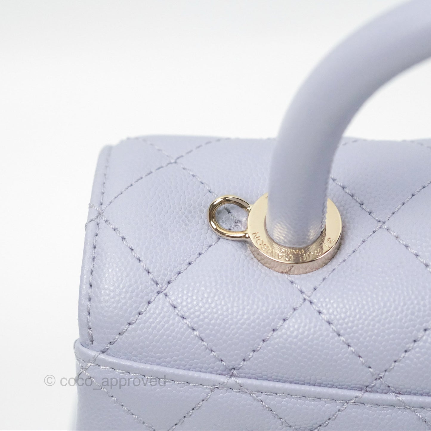 Chanel Small Coco Handle Quilted Purple Lilac Caviar Gold Hardware 21K