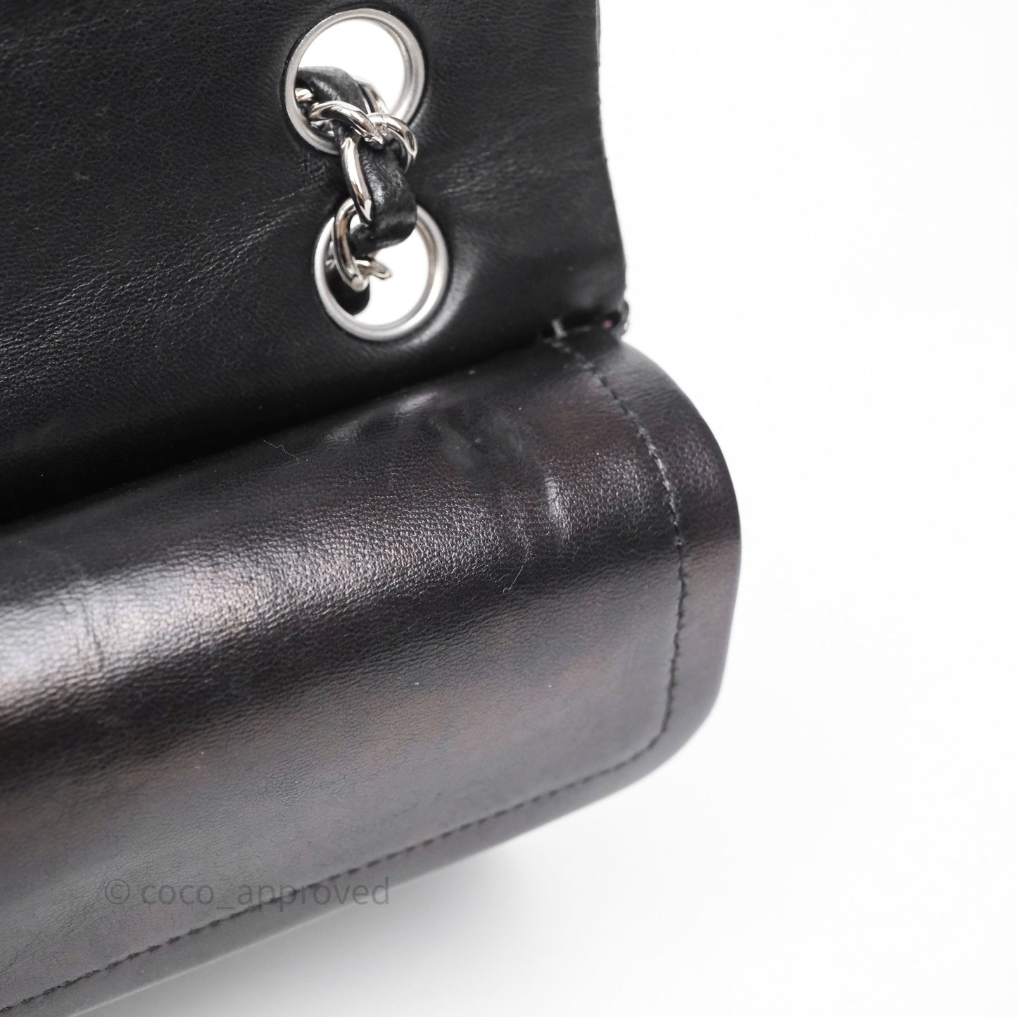 Chanel Small Classic Flap Quilted Black Lambskin Silver Hardware