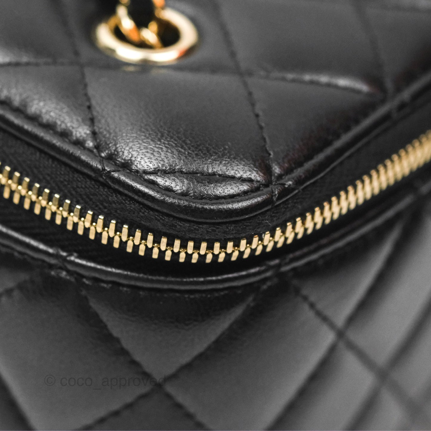 Chanel Vanity Rectangular with Chain Black Lambskin Gold Hardware