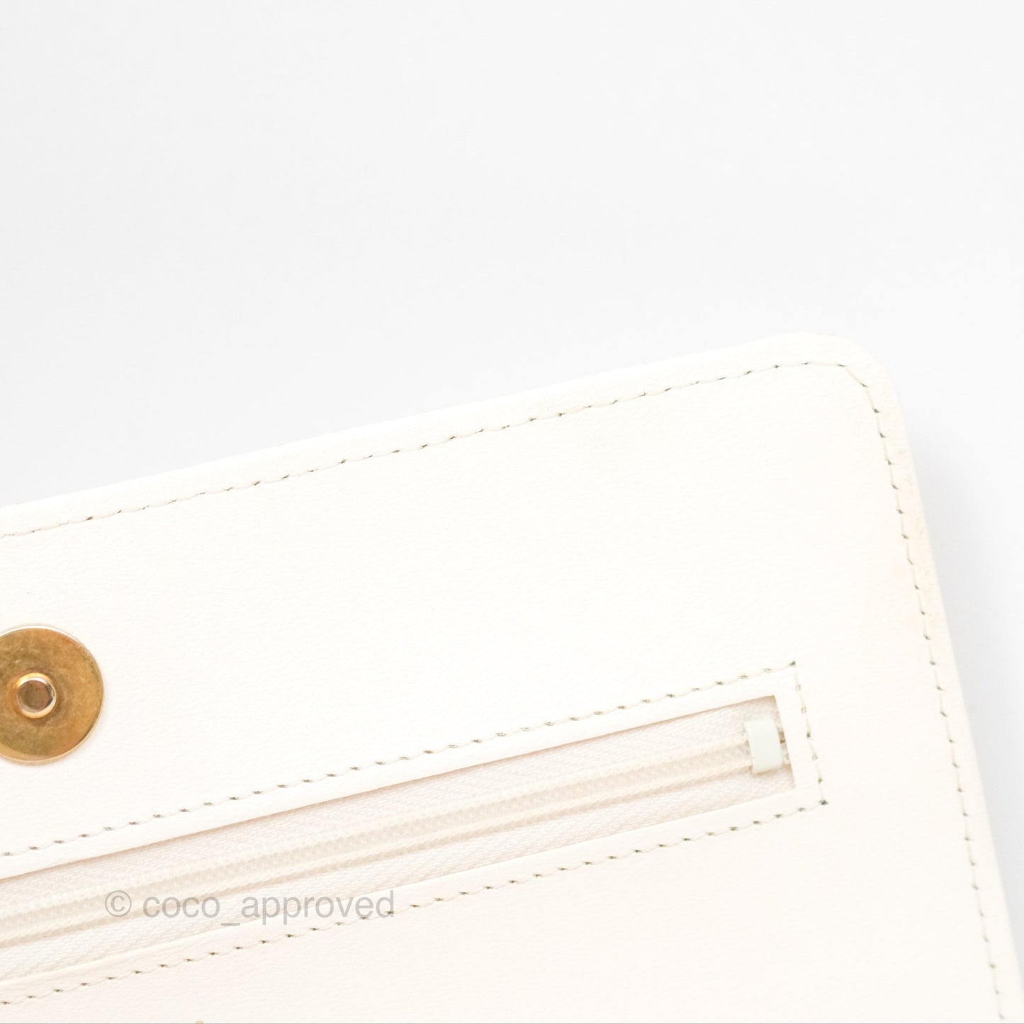 Chanel Quilted Wallet on Chain WOC Coco Heart Chain White Lambskin Aged Gold Hardware 22K