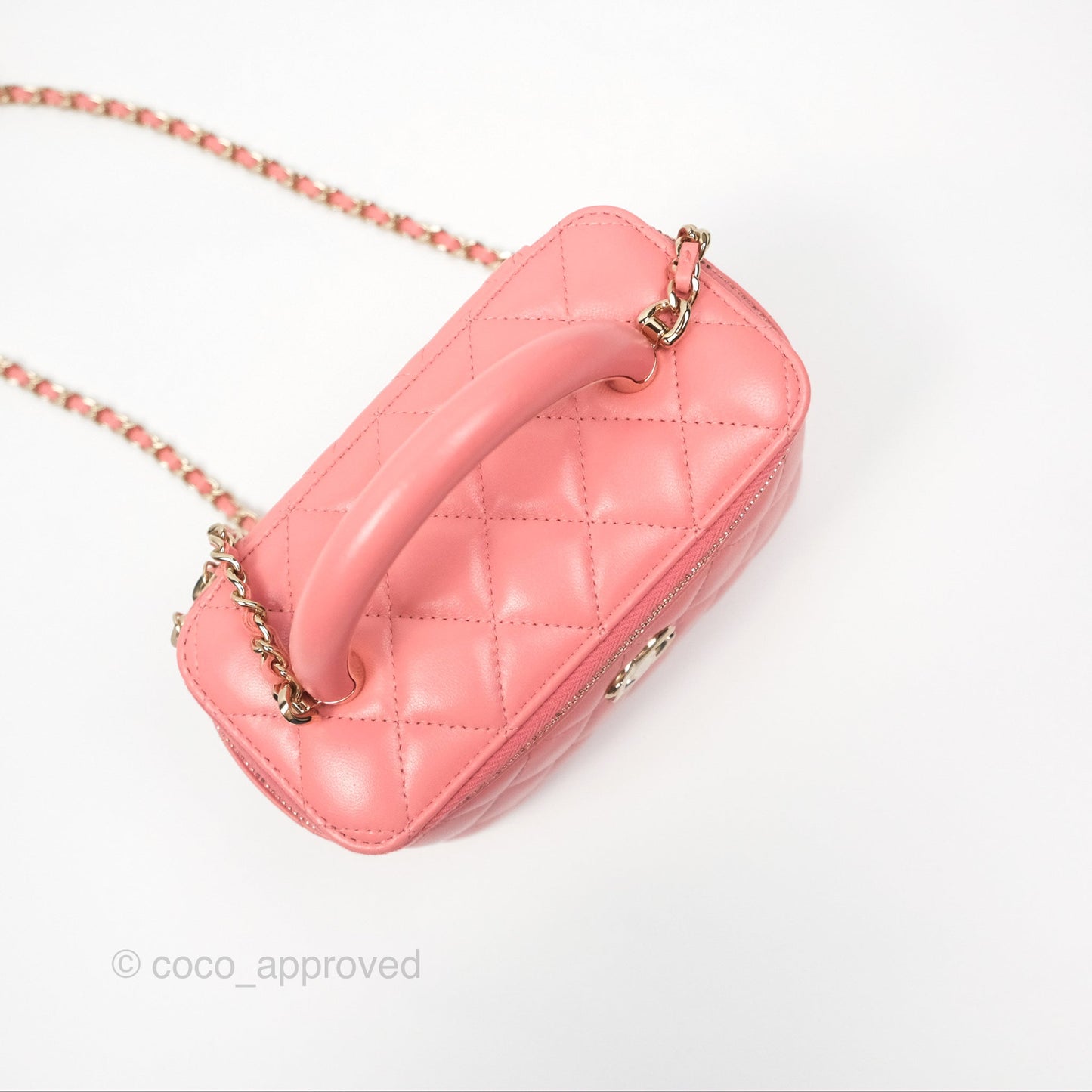Chanel Vanity Rectangular Top Handle Pink Lambskin Gold Hardware