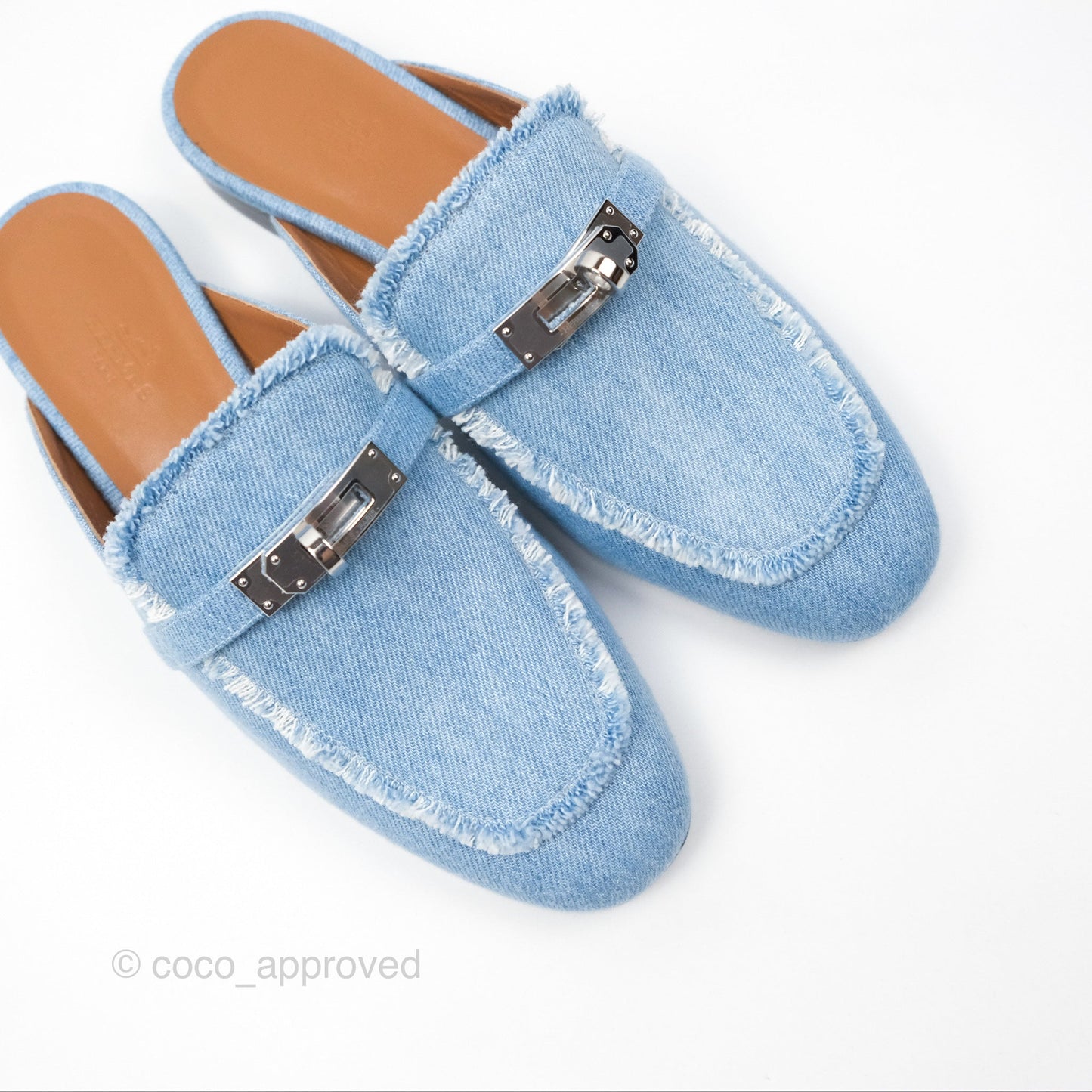 Hermès Oz Mule Denim Bleu Clair Palladium Hardware Size 37C