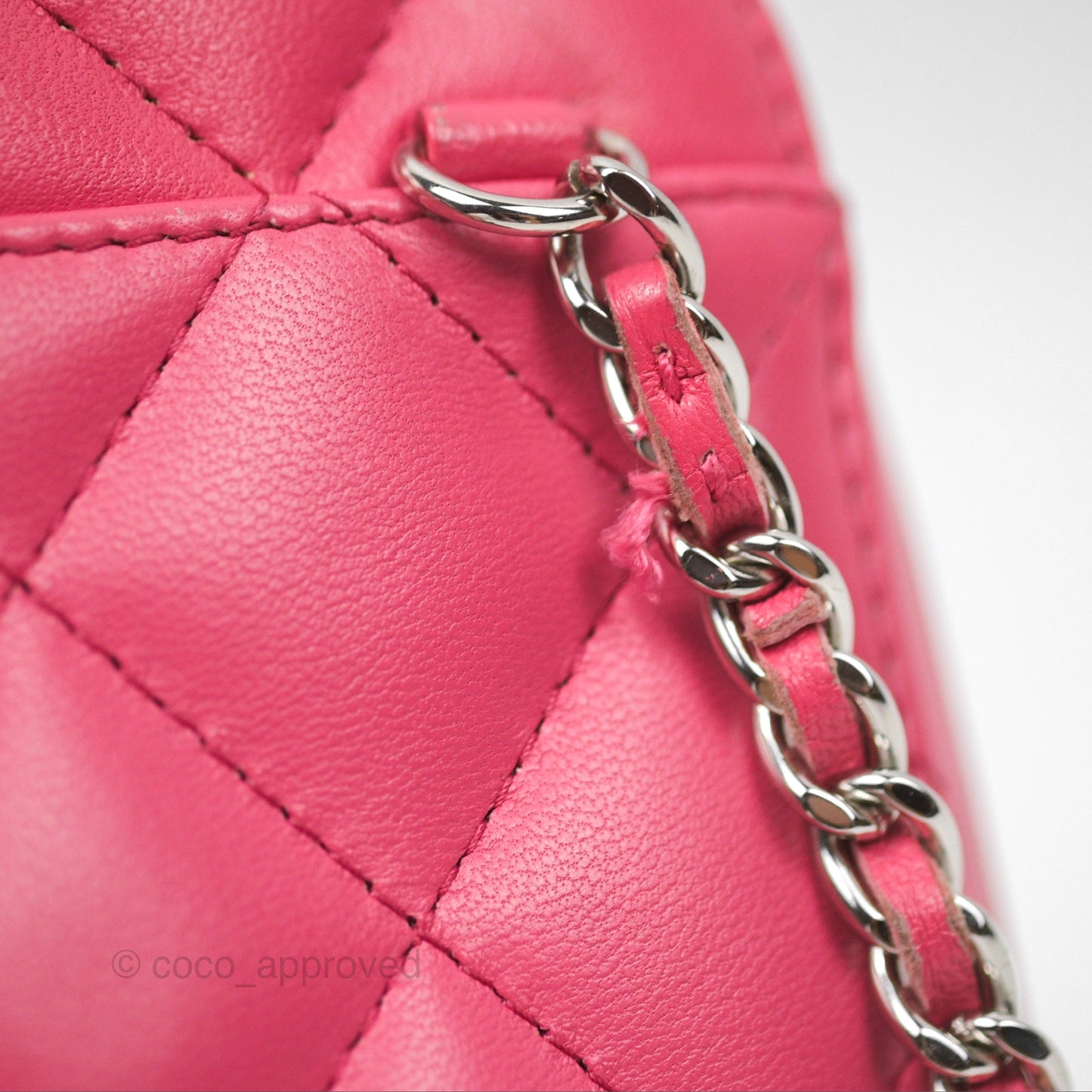 Chanel Quilted Phone Holder Pink Lambskin Silver Hardware