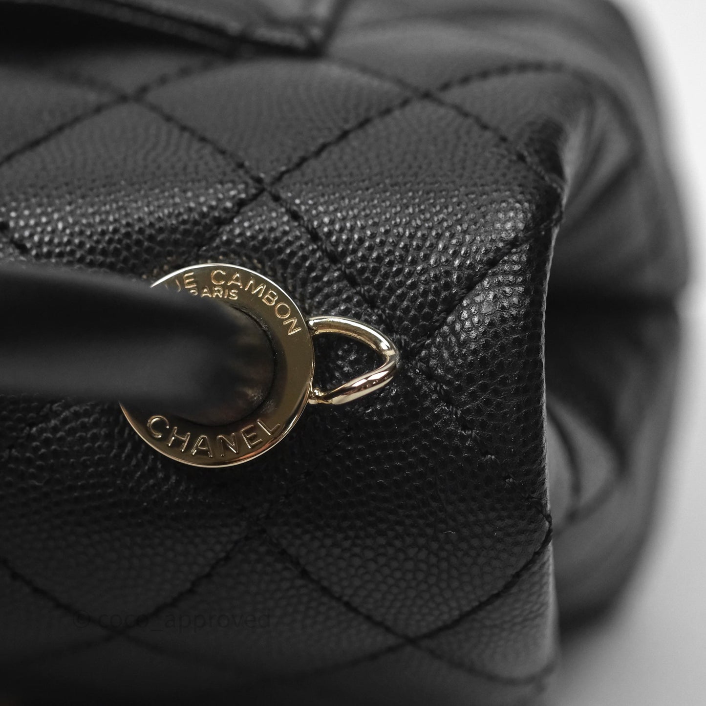Chanel Mini Coco Handle Quilted Black Caviar Gold Hardware