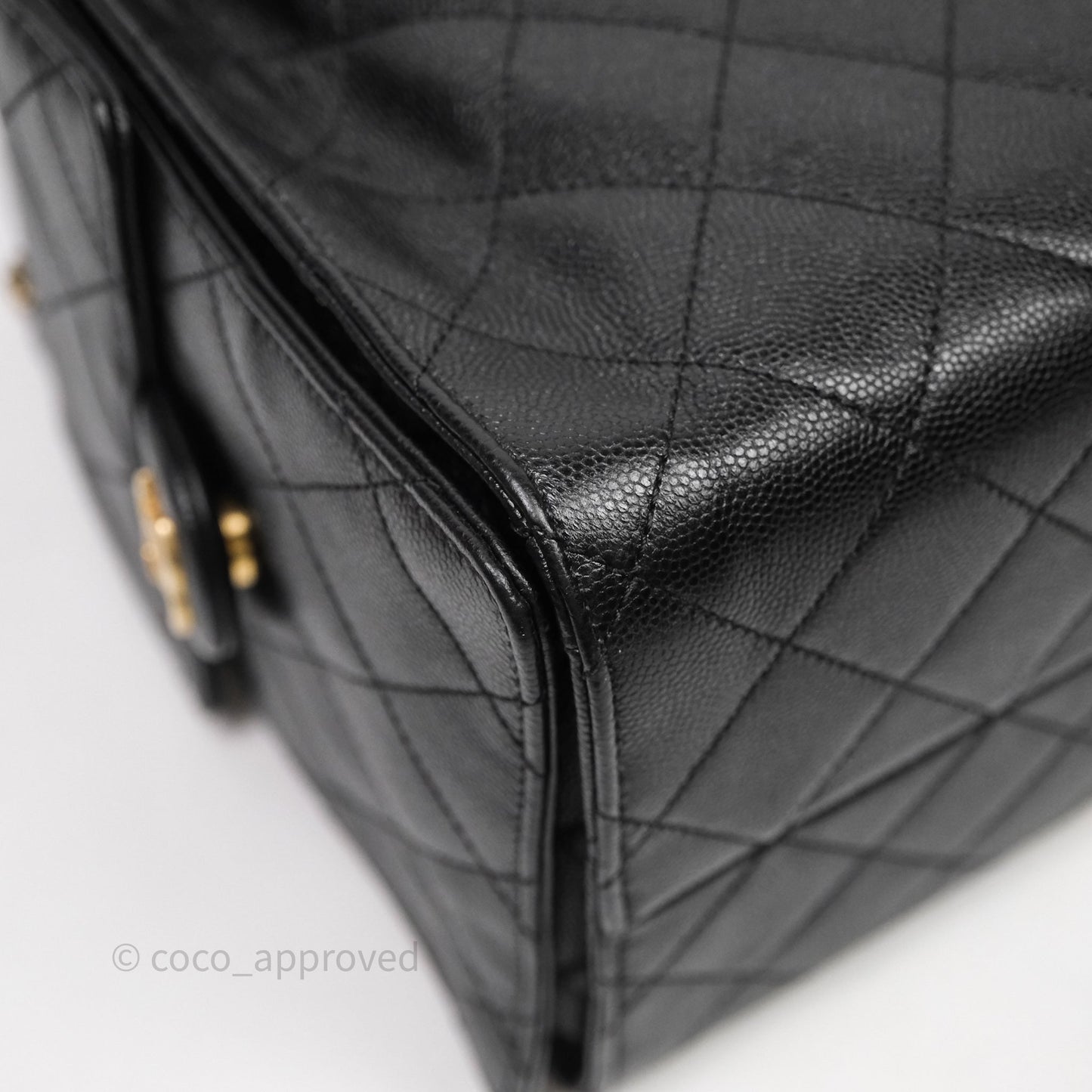 Chanel 25 Medium Black Caviar Aged Gold Hardware