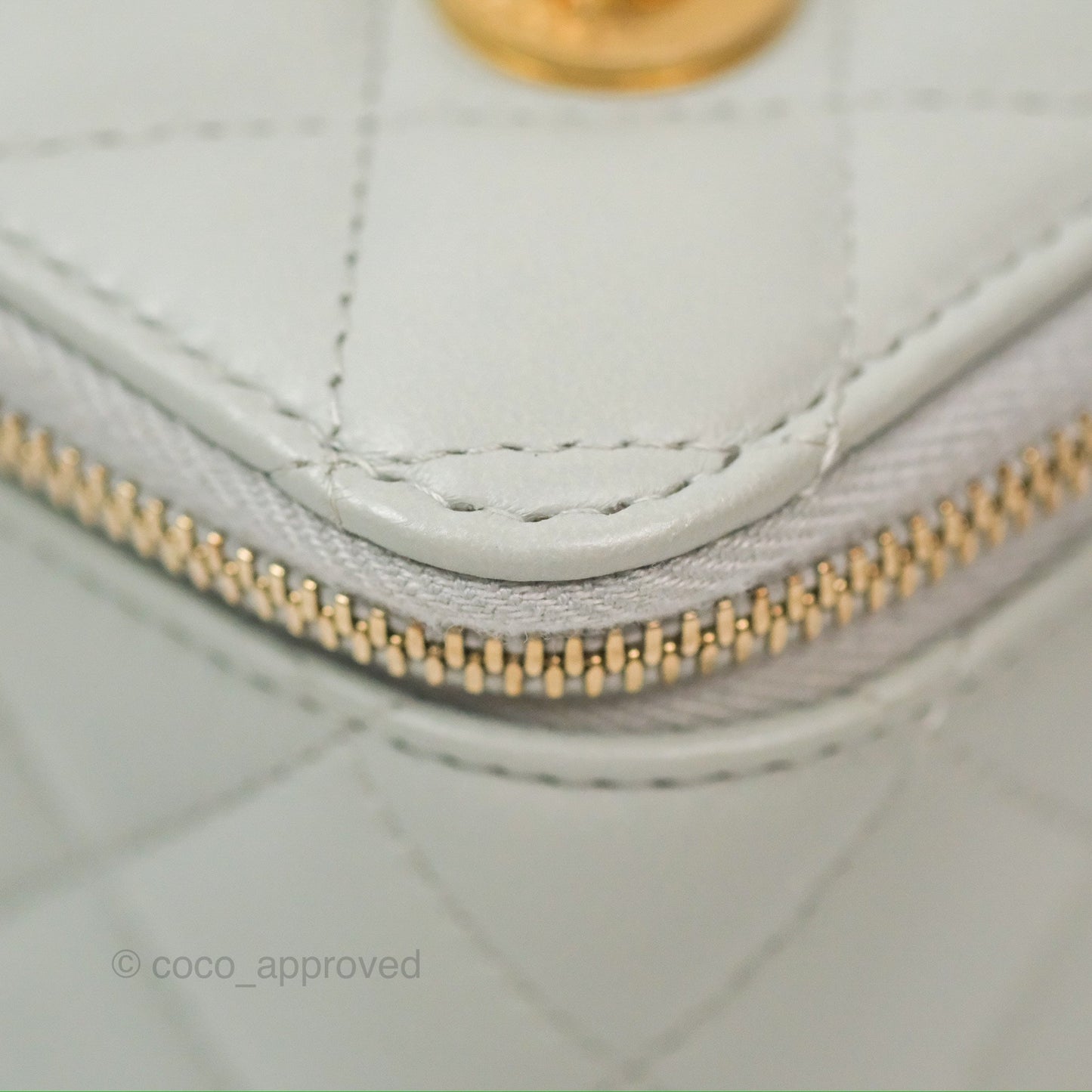 Chanel Quilted Vanity Rectangular with Chain Grey Blue Lambskin Gold Hardware