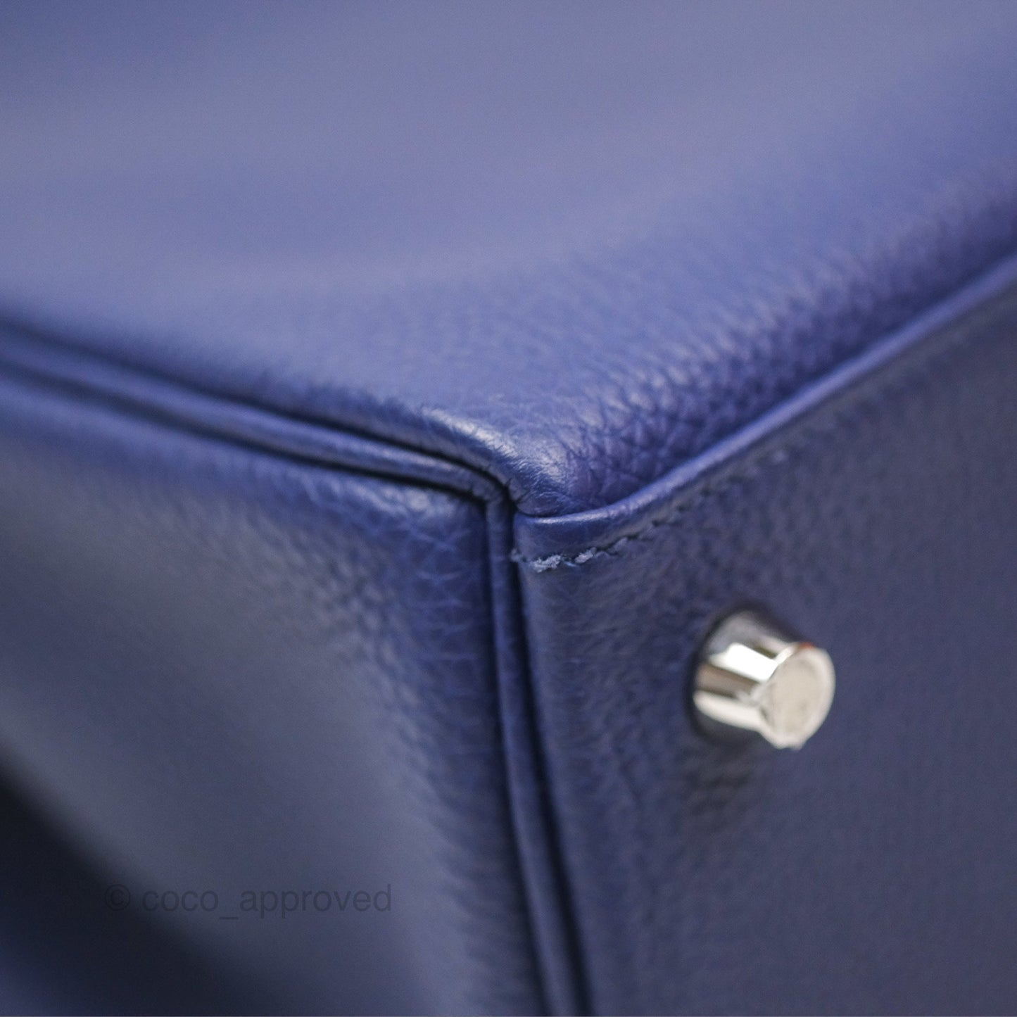 Hermès Kelly 32 Retourne Touch Bleu Encre Croc TM Palladium Hardware
