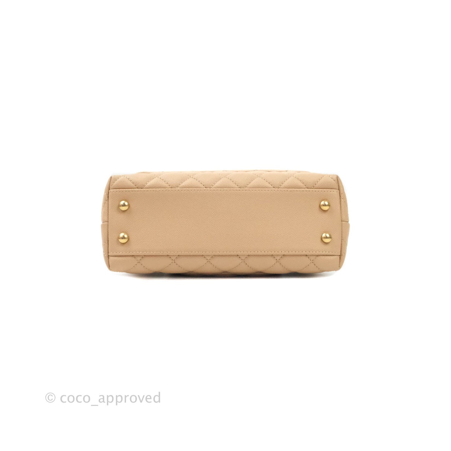 Chanel Mini (Small) Coco Handle Quilted Beige Caviar Gold Hardware Embossed Lizard Handle
