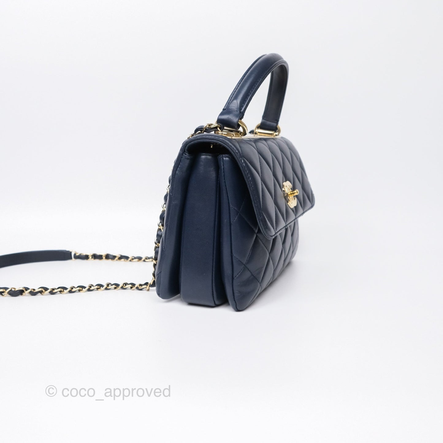Chanel Small Trendy CC Navy Lambskin Gold Hardware