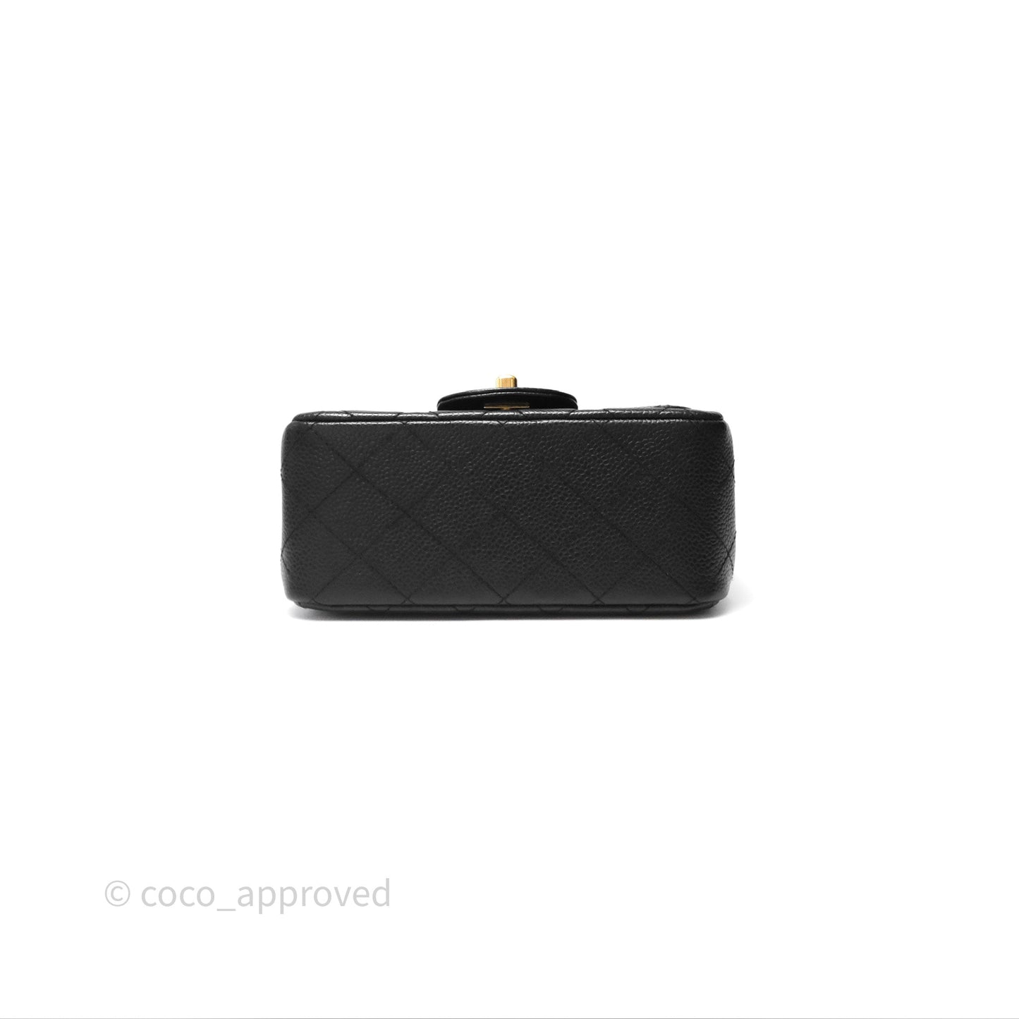 Chanel Vintage Mini Square Flap Quilted Black Caviar 24K Gold Hardware