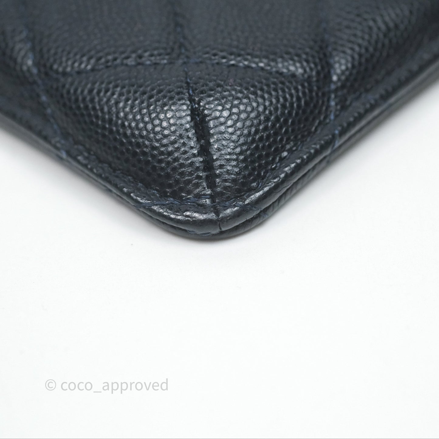 Chanel Classic Flat Navy Caviar Wallet Pouch Gold Hardware