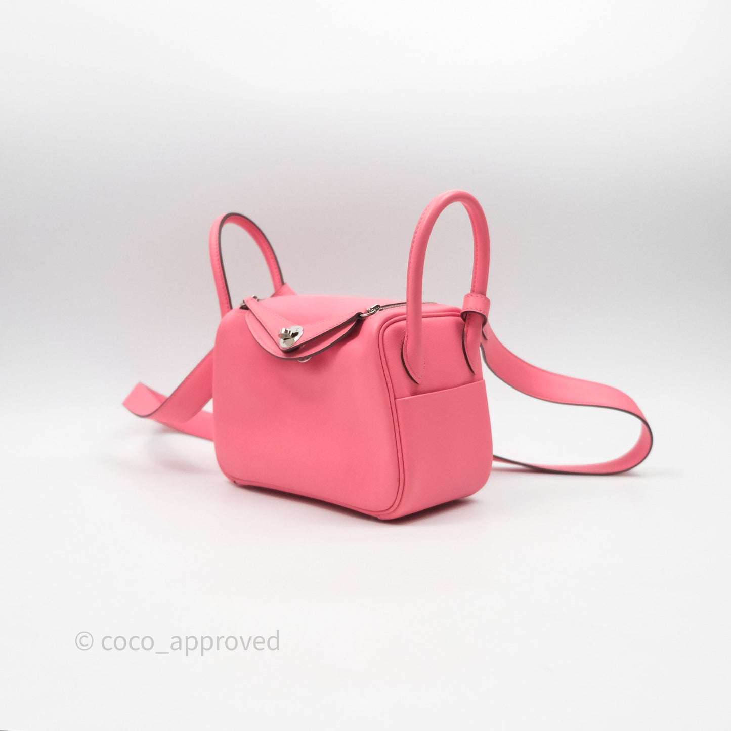 Hermès Mini Lindy 20 Rose Ete K4 Swift Palladium Hardware