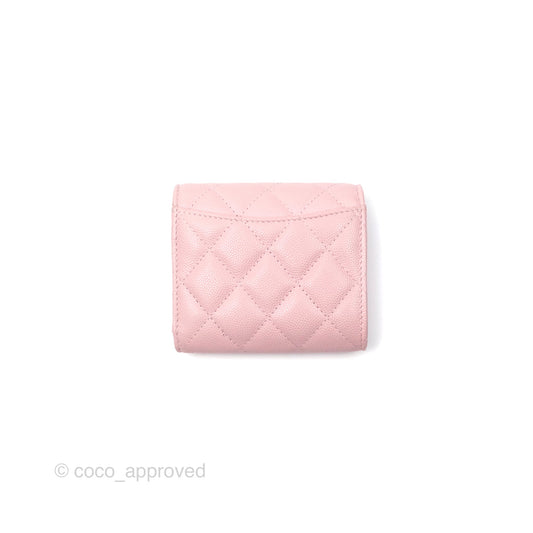 Chanel Classic Short Flap Wallet Pink Caviar Gold Hardware
