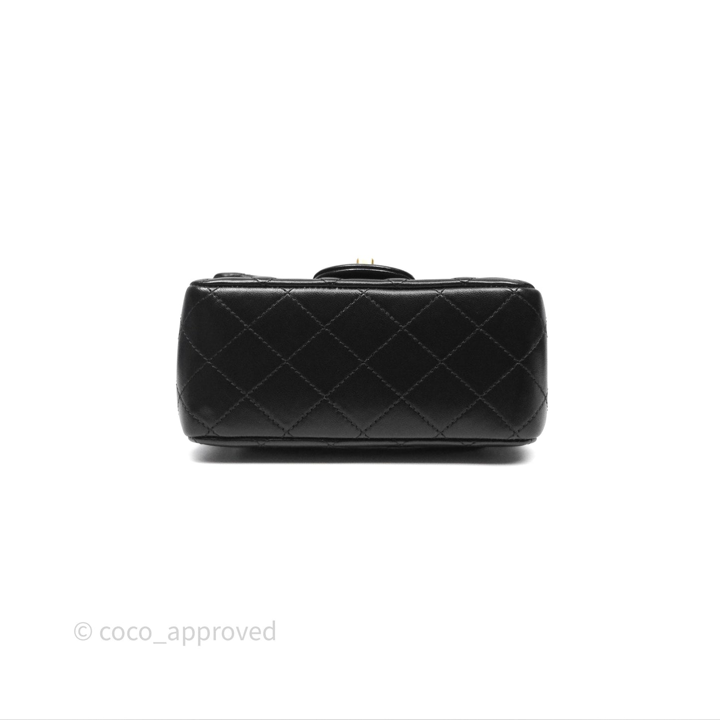 Chanel Pearl Crush Mini Square Quilted Black Lambskin Aged Gold Hardware