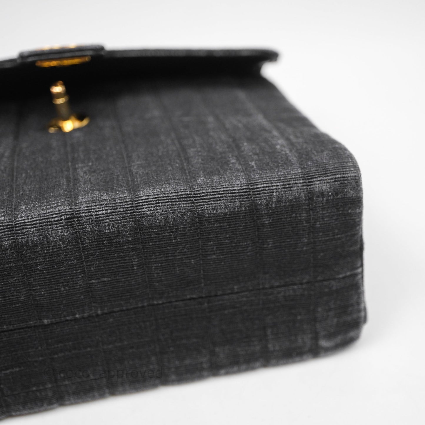 Chanel Vintage Small Flap Bag Black Grosgrain 24K Gold Hardware