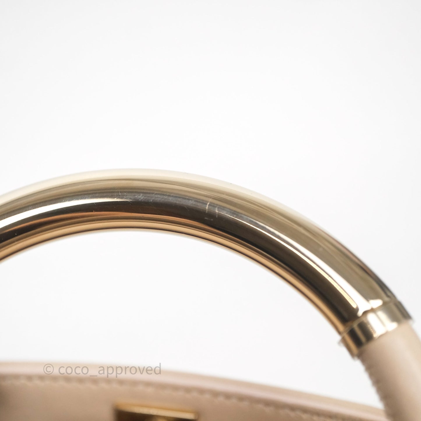 Chanel Quilted Top Handle Carry Chic Bag Beige Lambskin Gold Hardware