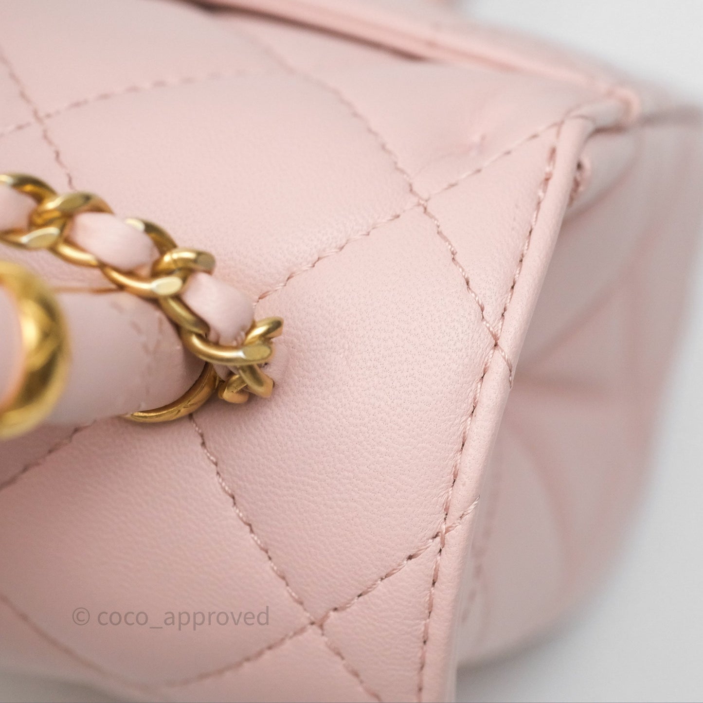 Chanel Top Handle Flap Bag Pink Lambskin Aged Gold Hardware 23S