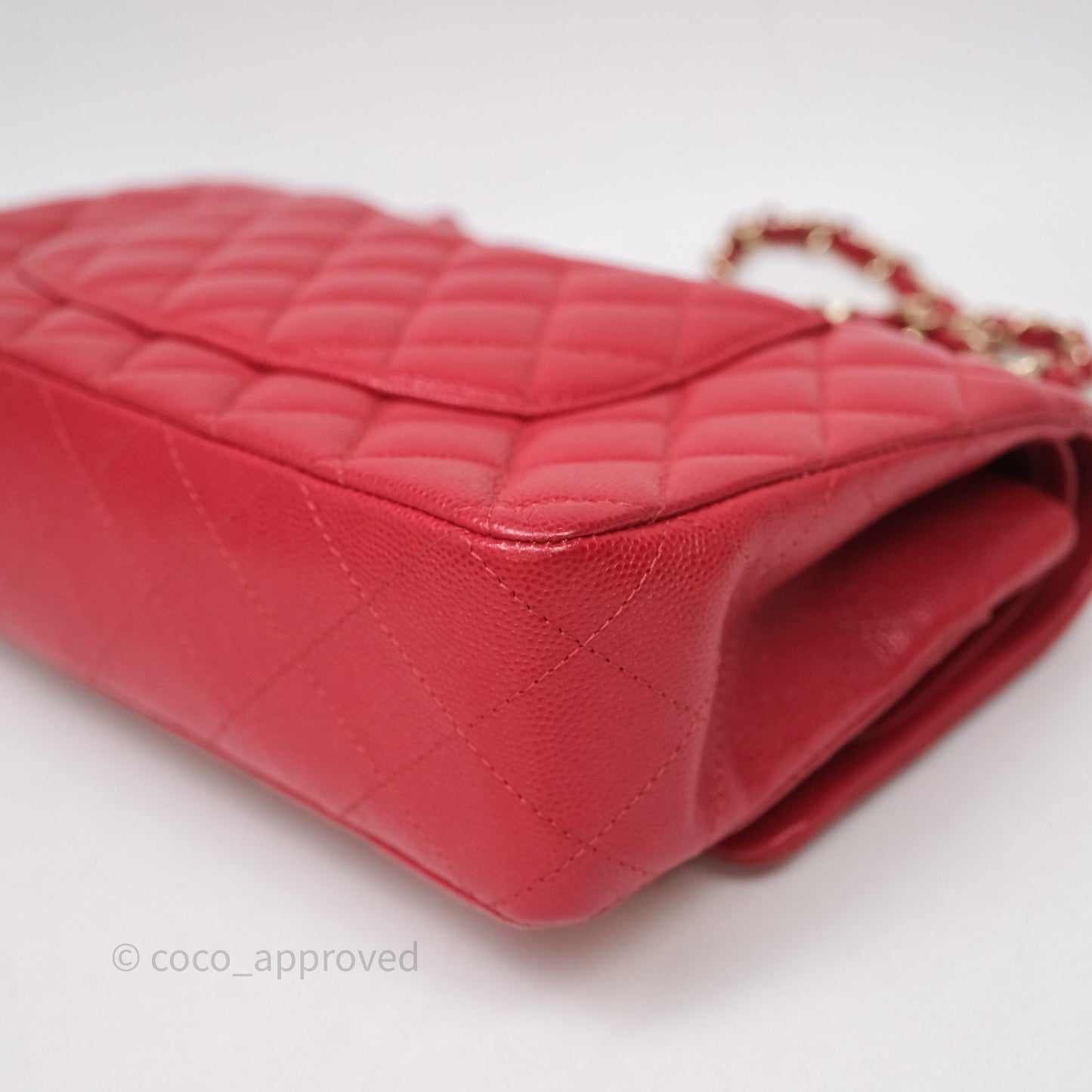 Chanel Classic M/L Medium Flap Quilted Red Caviar Gold Hardware