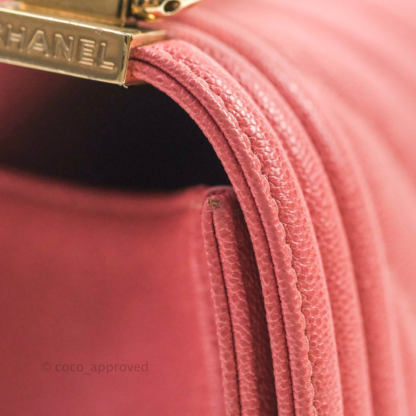 Chanel Boy Chevron Medium Pink Caviar Gold Hardware