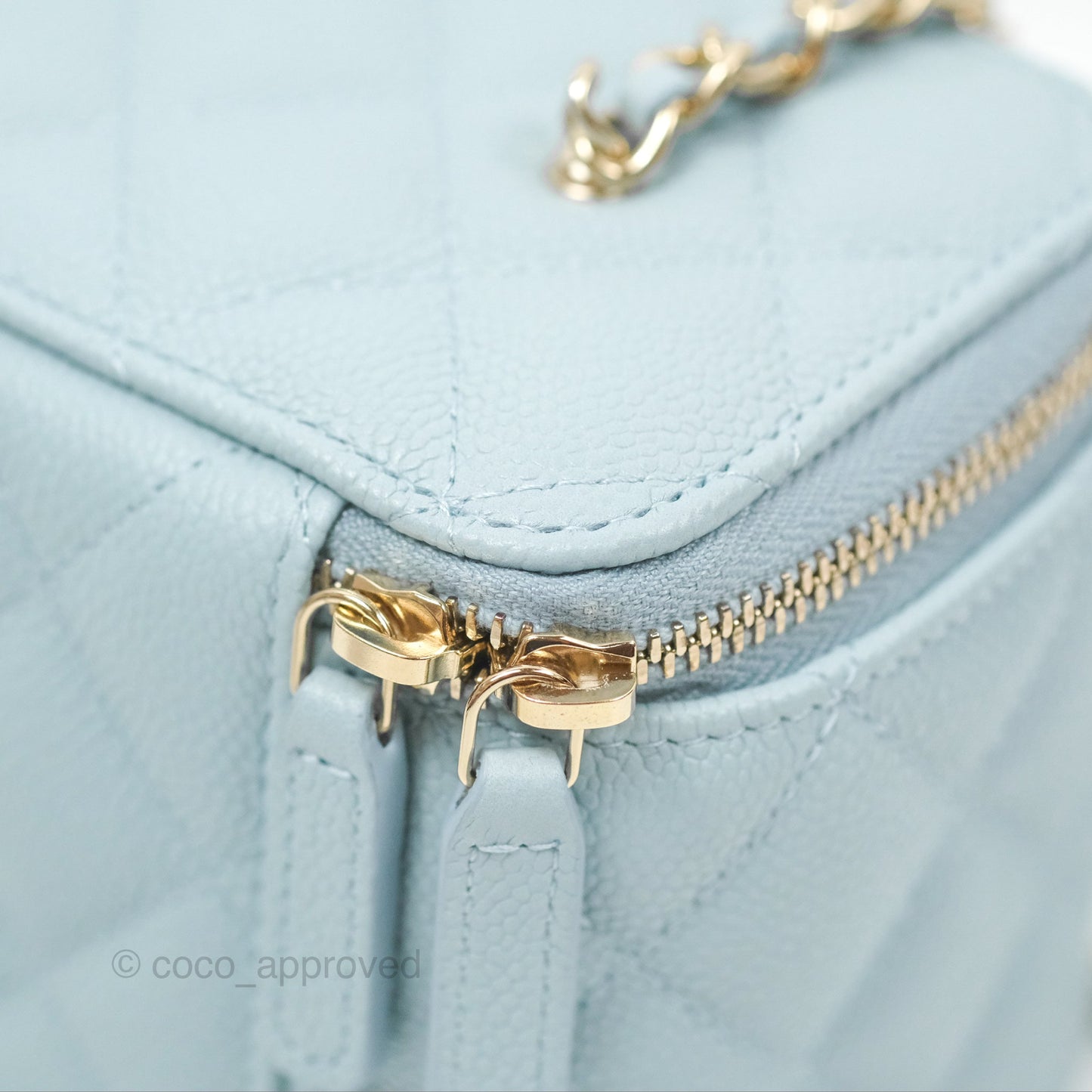 Chanel Vanity with CC Chain Light Blue Caviar Gold Hardware