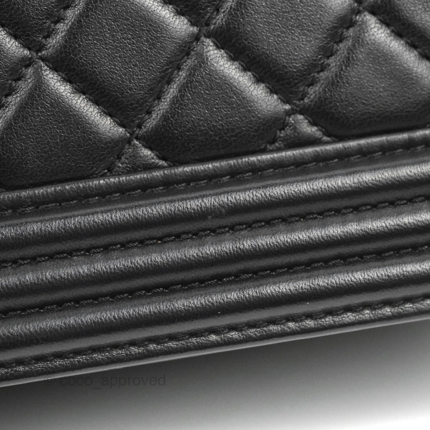 Chanel Small Boy Black Lambskin Aged Gold Hardware