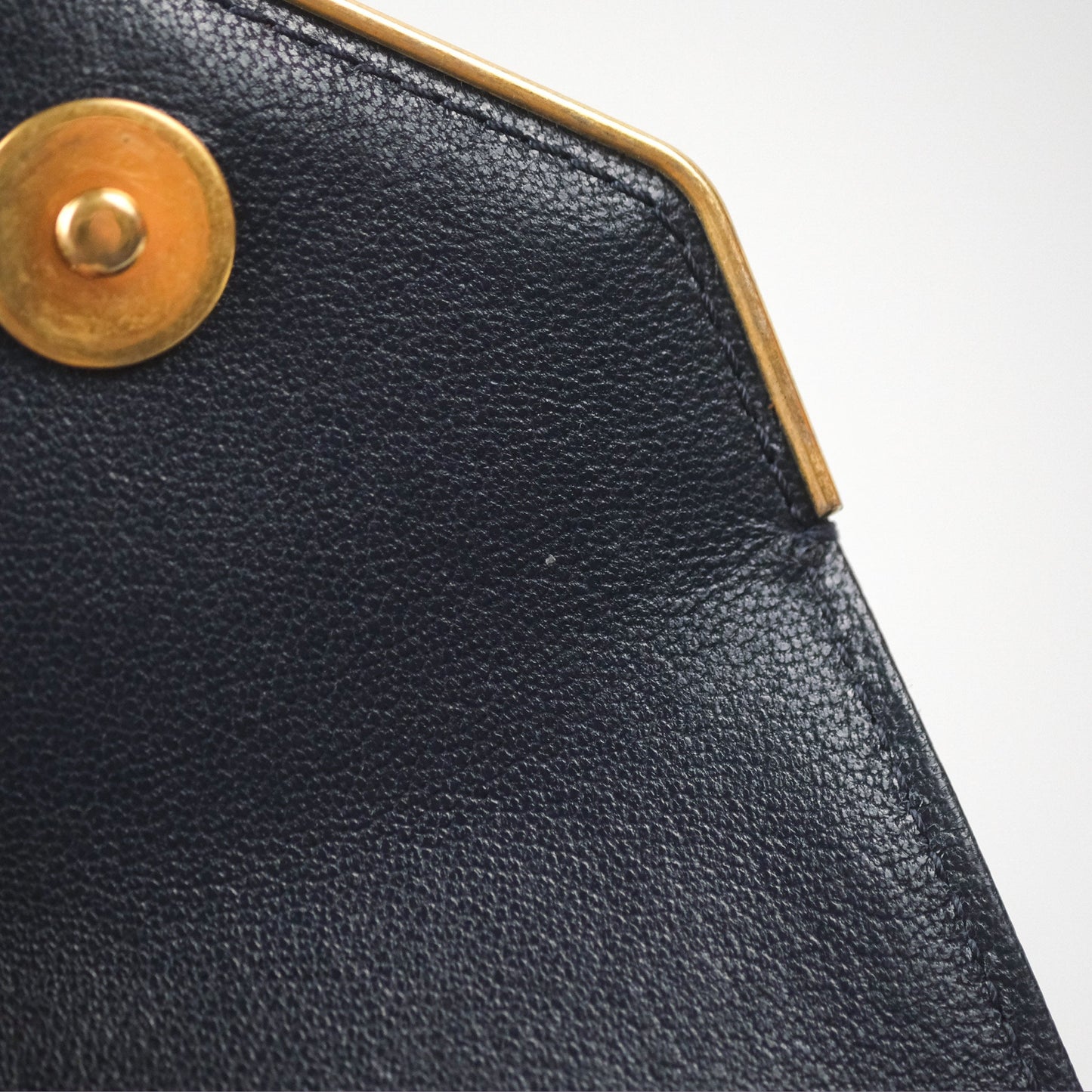 Chanel Mini Collar and Tie Flap Bag Chevron Navy Sheepskin Aged Gold Hardware