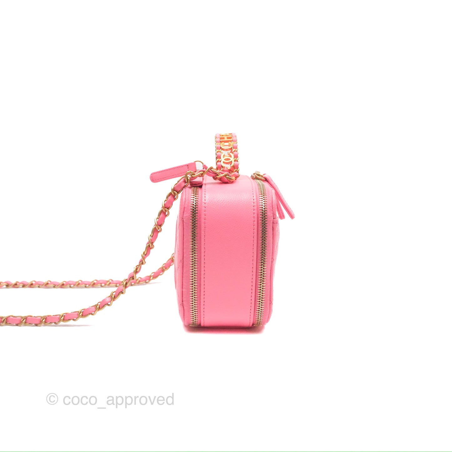 Chanel Caviar Quilted Pick Me Up Small Vanity Case Hot Pink