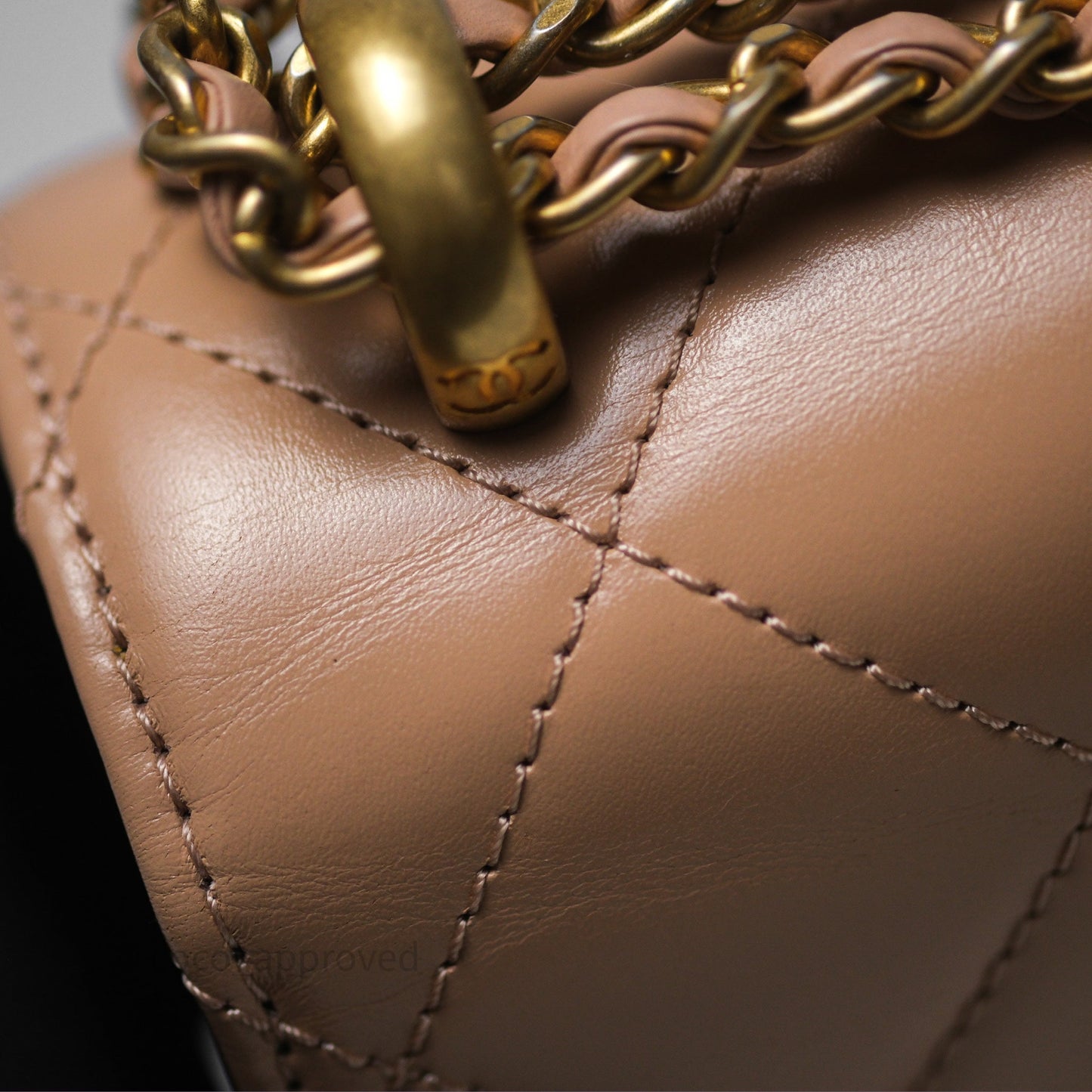 Chanel Quilted Small Perfect Fit Adjustable Beige Calfskin Gold Hardware 21A