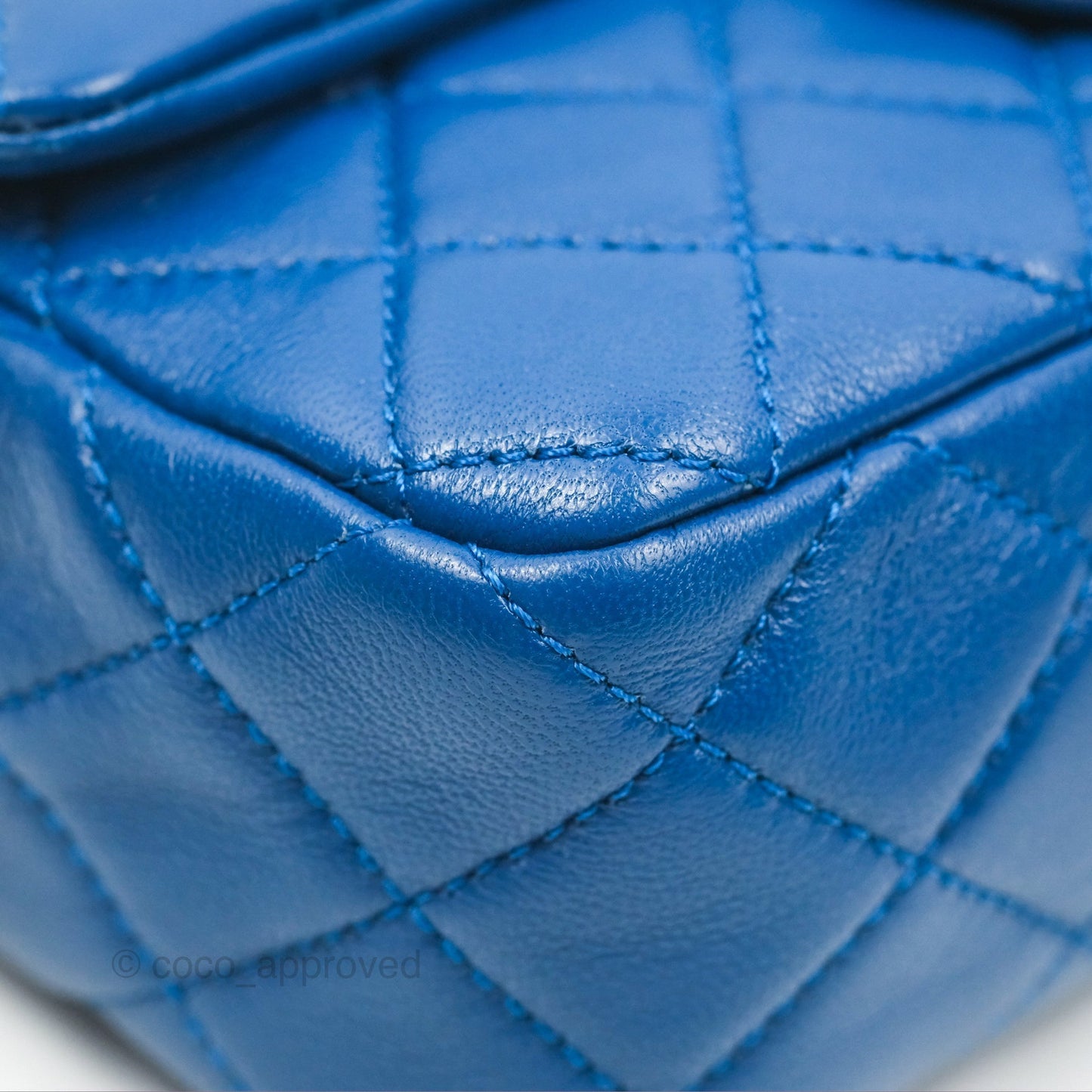 Chanel Pearl Crush Mini Rectangular Blue Lambskin Aged Gold Hardware