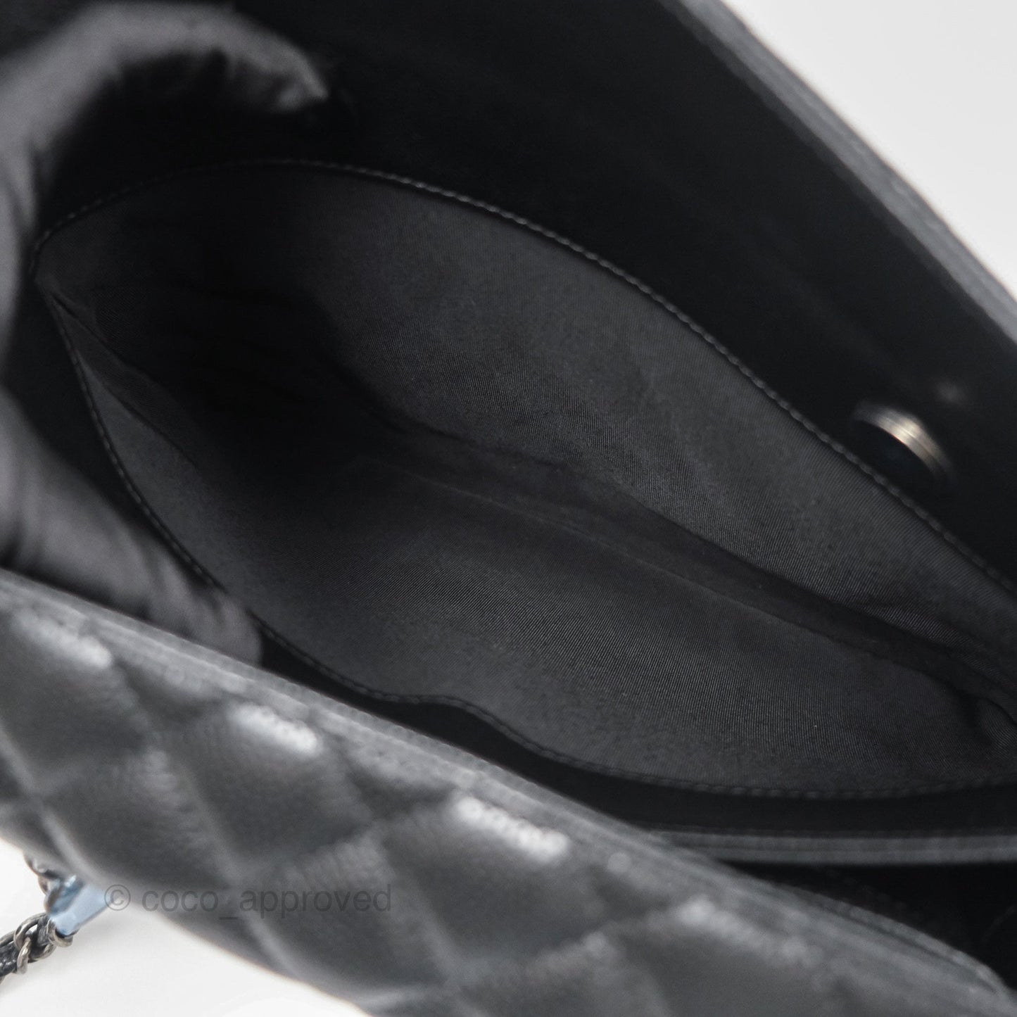 Chanel Quilted Small City Shopping Bag Black Caviar Ruthenium Hardware