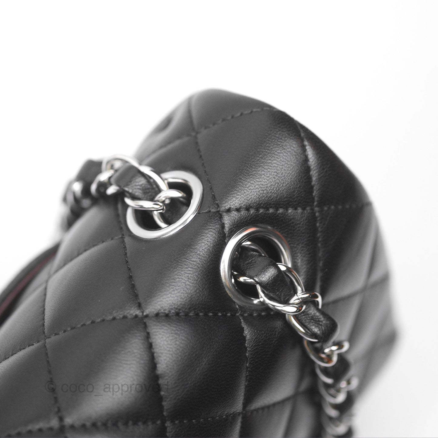 Chanel M/L Medium Classic Flap Quilted Black Lambskin Silver Hardware