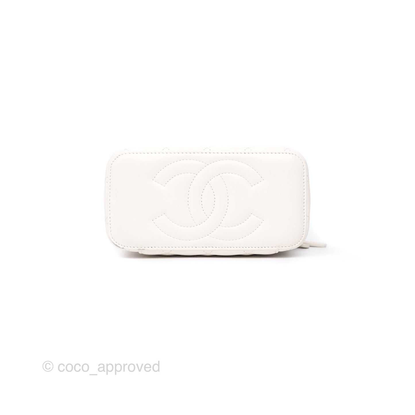Chanel Crystals Top Handle Vanity Rectangular White Lambskin Gun Metal