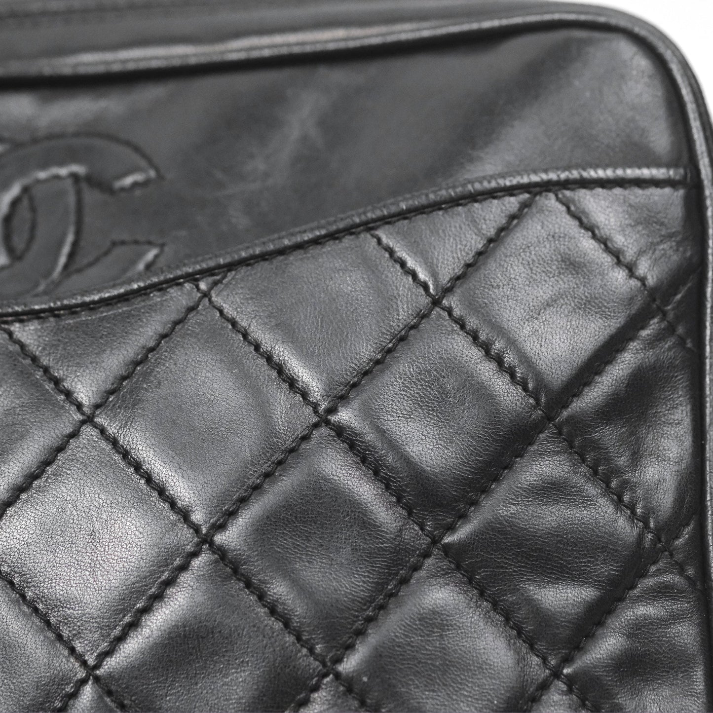 Chanel Vintage Camera Bag Black Lambskin Gold Hardware