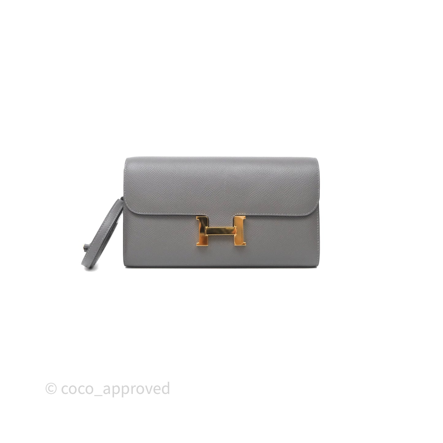 Hermès Constance Long To Go Wallet Gris Meyer 0L Epsom Gold Hardware