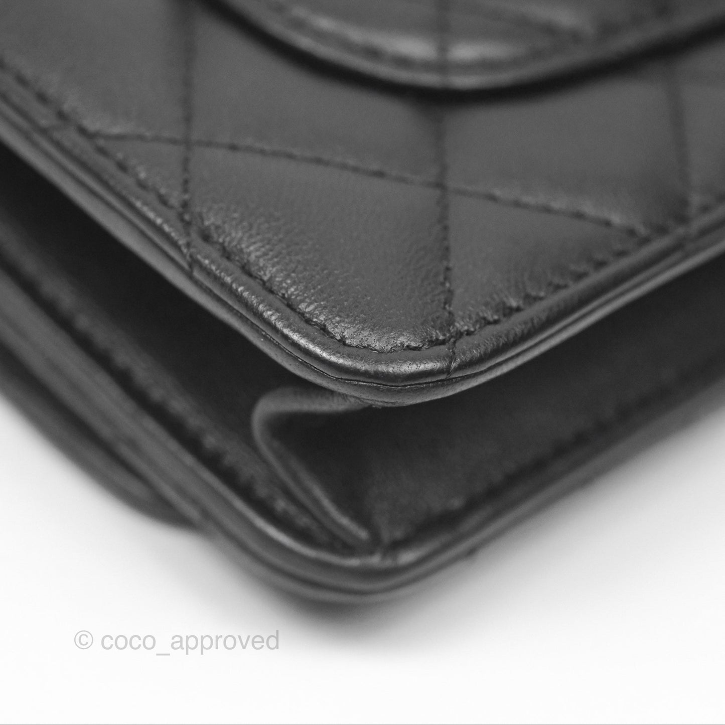 Chanel Quilted Classic Wallet on Chain WOC Black Lambskin Silver Hardware
