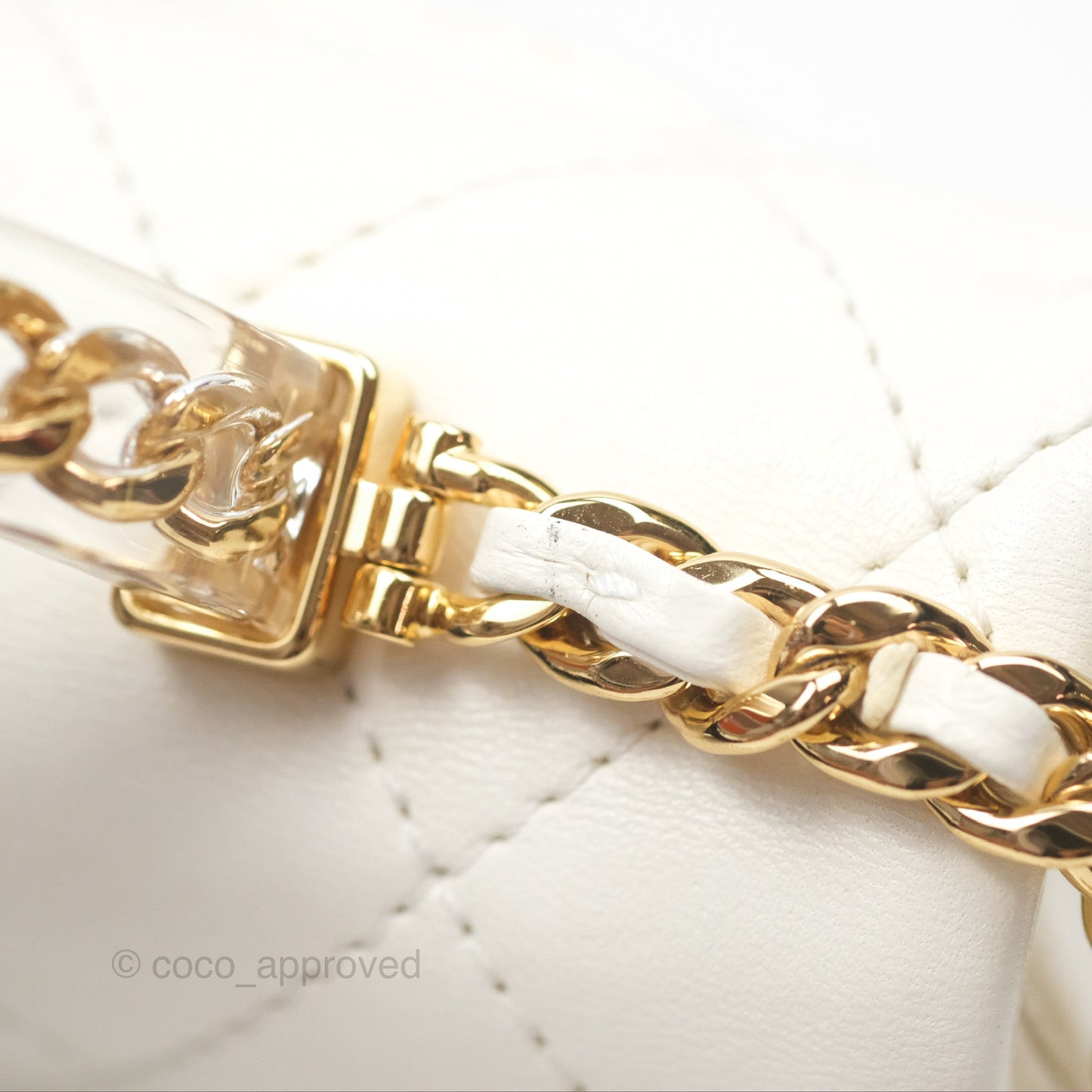 Chanel Top Handle Mini Flap Ivory White Lambskin Gold Hardware