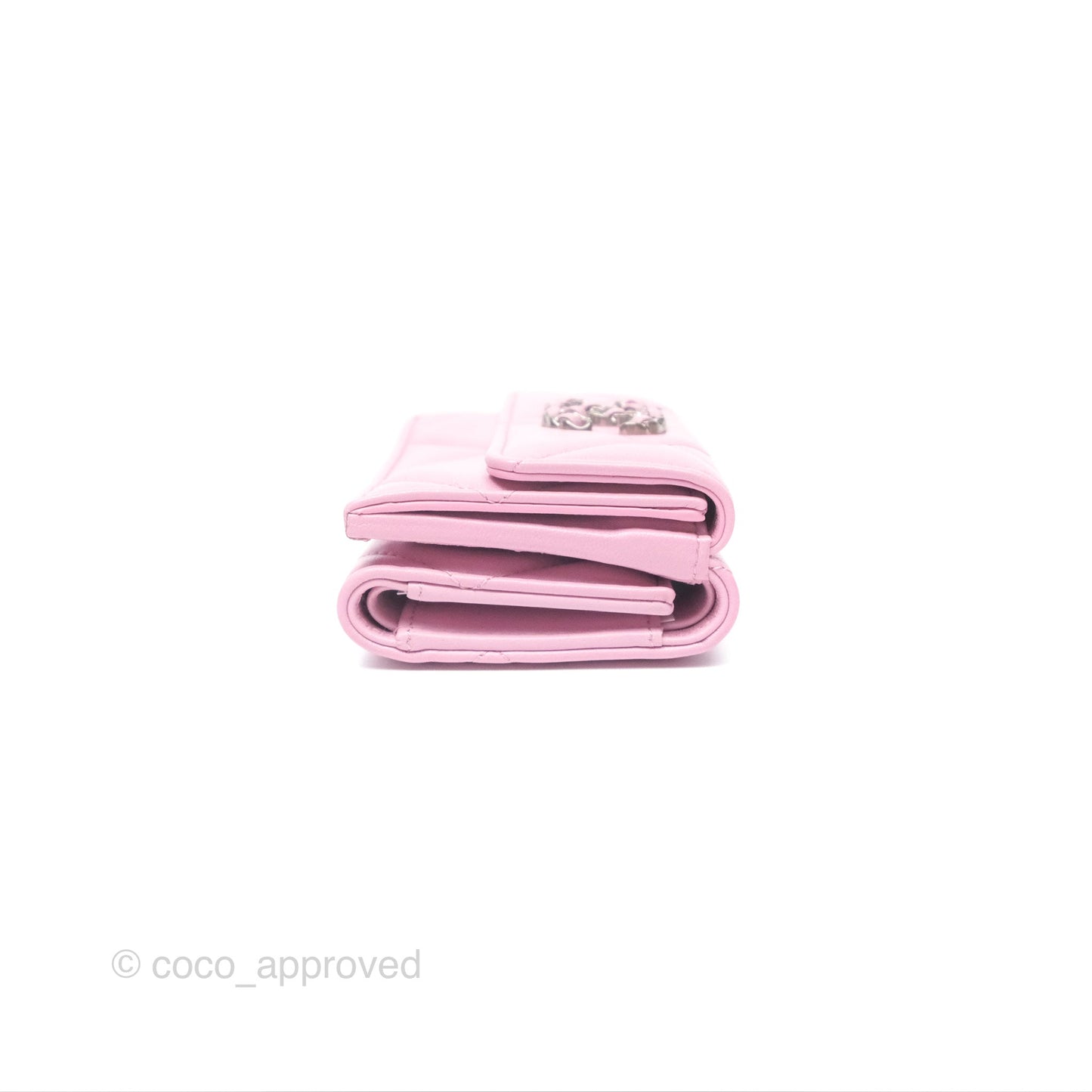 Chanel 19 Short Trifold Wallet Pink Lambskin Silver Hardware