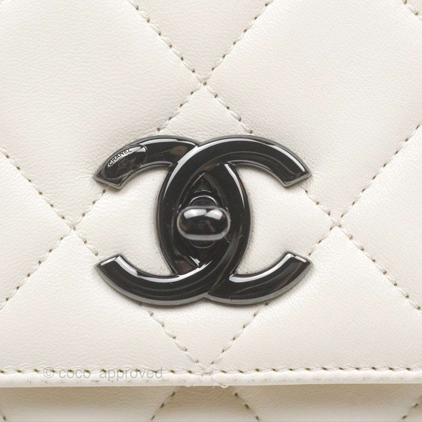 Chanel Trendy CC Small White Lambskin Black Hardware