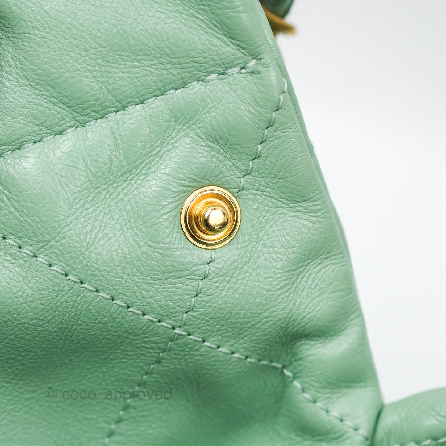 Chanel 22 Small Mint Green Shiny Calfskin Aged Gold Hardware