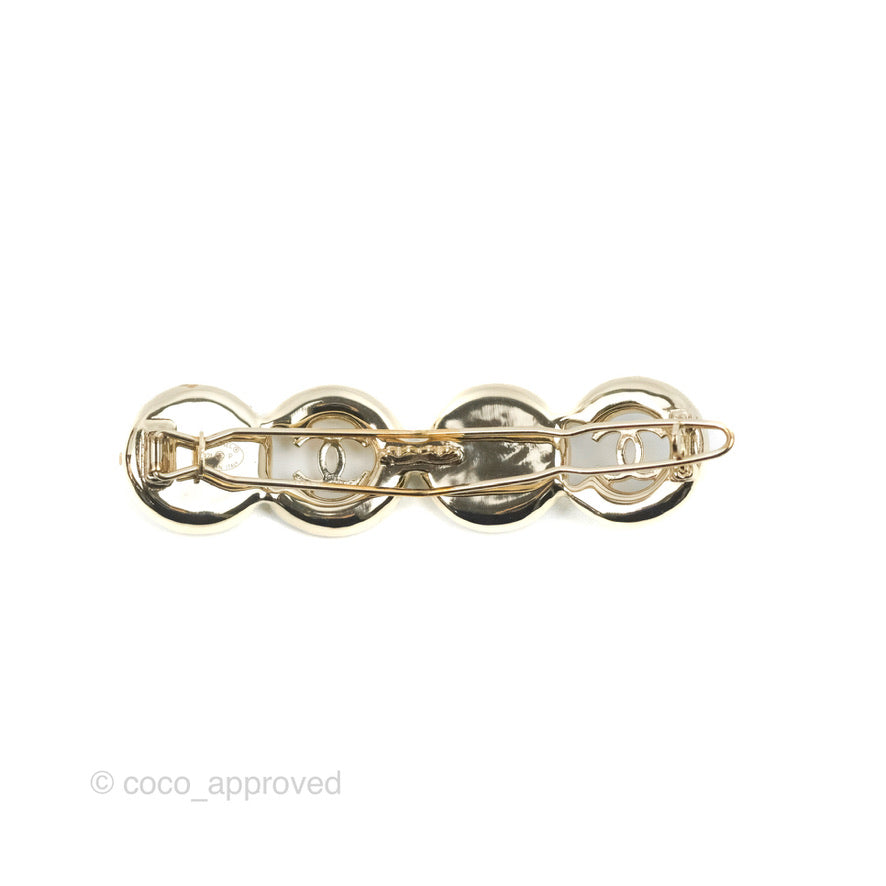 Chanel CC Coco Pearl Hair Clip Gold Tone 21P