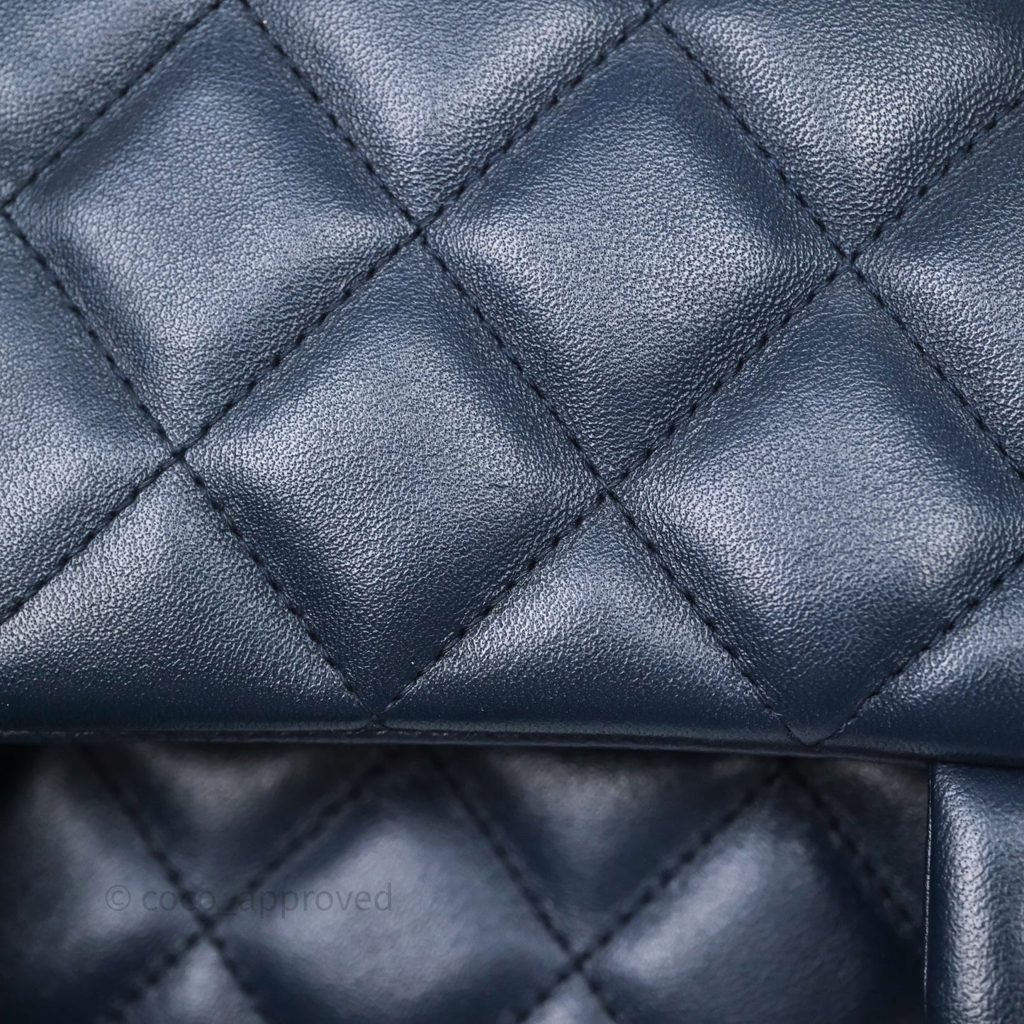 Chanel Quilted Clutch with Chain Lambskin Navy Gun Metal Hardware