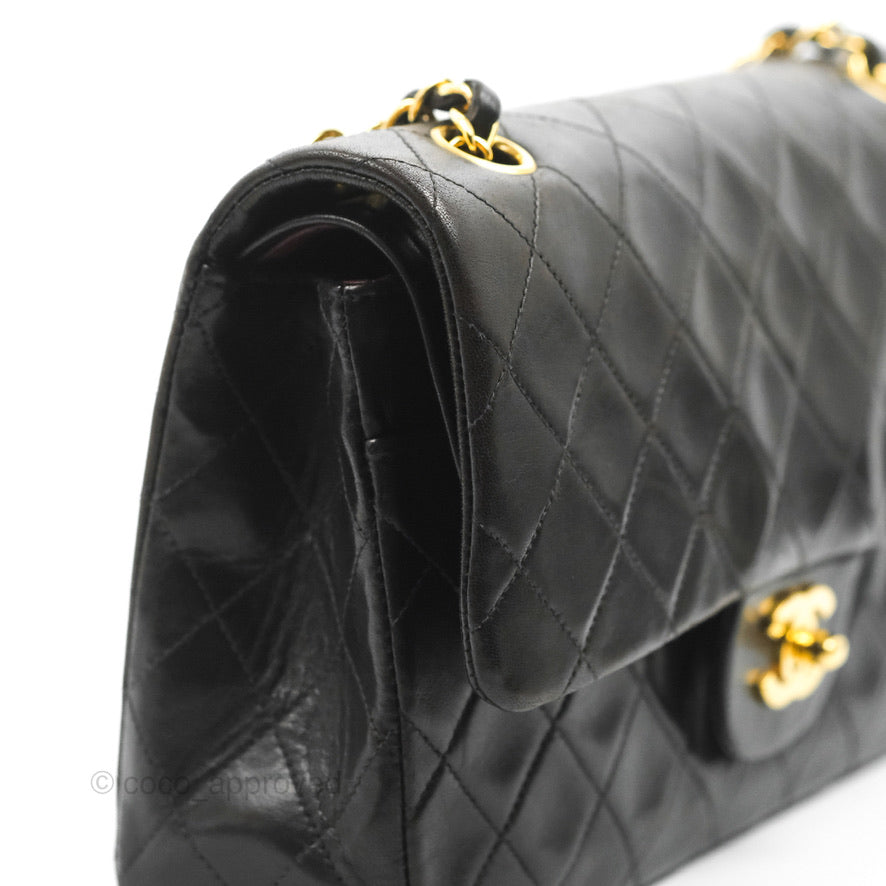 Chanel Classic Vintage Medium Flap Black Lambskin 24K Gold Hardware