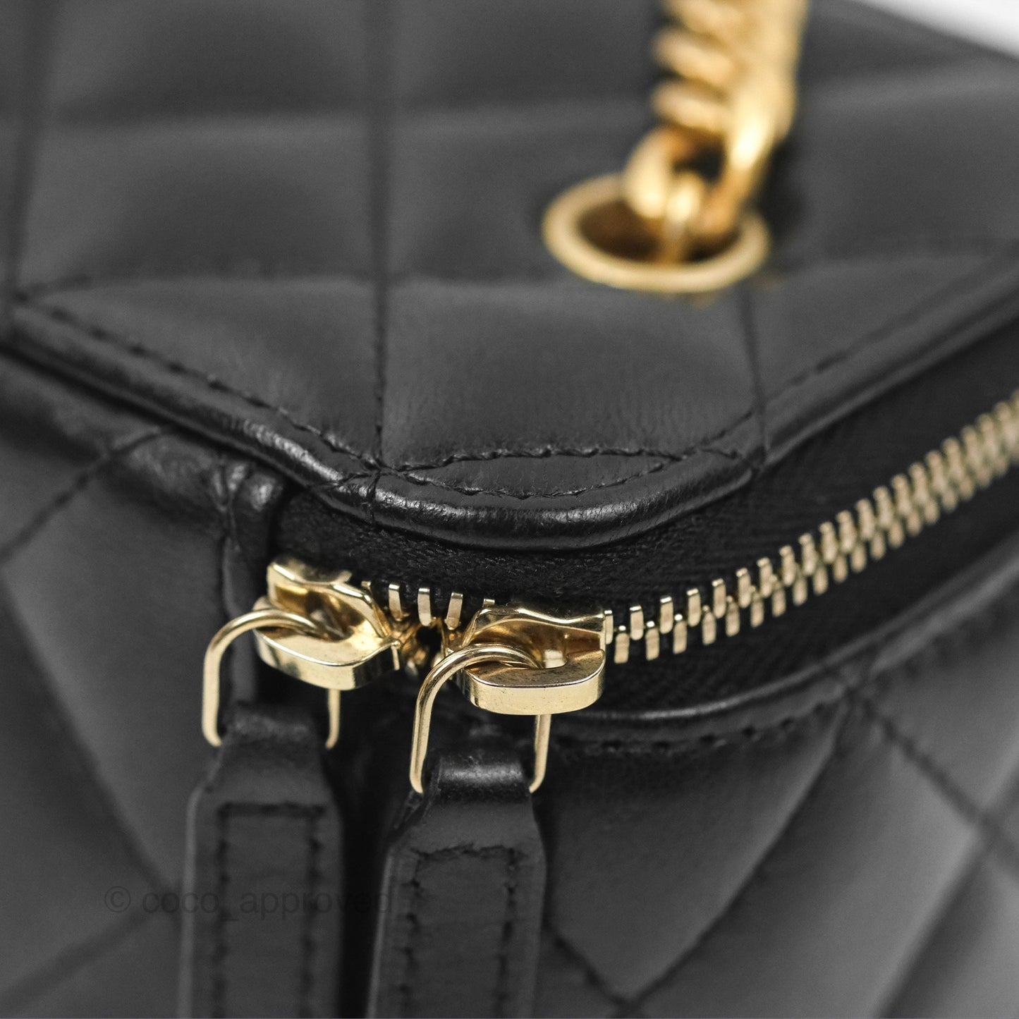 Chanel All Slide Vanity with Adjustable Chain Black Lambskin Aged Gold Hardware